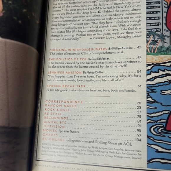 JENNIFER ANISTON ROLLING STONES VINTAGE MAGAZINE MAR 1999 ISSUE 807 LIMP BIZKIT - Picture 10 of 16